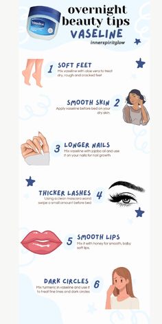 Overnight Beauty Tips Vaseline | vaseline beauty tips | Beauty Hacks Beauty Tips Natural, Overnight Beauty Tips, Beginner Skin Care Routine, Vaseline Beauty Tips, Skin Care Basics, Skin Advice, Skin Care Routine Order, Clear Healthy Skin, Overnight Beauty