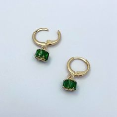 Gold Plated Faux Emerald Dangle Drop Earrings for Women - Etsy Elegant Hoop Earrings For May Birthstone, Green Dangle Crystal Earrings, Green Crystal Metal Earrings, Green Metal Drop Clip-on Earrings, Green Formal Hoop Earrings, Formal Green Hoop Earrings, Green Dangle Hoop Earrings In Metal, Green Dangle Metal Hoop Earrings, Green Metal Dangle Hoop Earrings