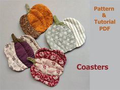 four pieces of fabric with different designs on them and the words, pattern & tutorial pdf