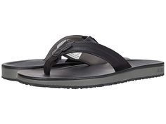 Reef Journeyer - Men's Shoes : Black/Grey : Take on summer days with the laid-back comfort and handsome silhouette of the Reef Journeyer flip-flops. Beach sandals with faux-leather uppers in a cushioned silhouette. Textile linings provide breathable wear. Super soft high-rebound PU footbed offer cushioned comfort for all-day comfort. High-density rubber sponge outsole with logo traction for grippy performance and long-lasting durability. PVC-free construction. Imported Measurements: Weight: 6.6 Mens Grey Shoes, Reef Shoes, The Reef, Mens Shoes Black, Soft Textiles, Beach Sandals, Shoes Black, Black Grey, Summer Days