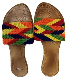 Kamari Wayuu Sandal (Size 7.5) - Wuitusu Multicolor Sandals With Removable Insole For Summer, Multicolor Sandals With Removable Insole For Beach, Multicolor Beach Sandals With Removable Insole, Colorful Open Toe Sandals For Spring, Multicolor Closed Toe Sandals With Removable Insole, Casual Adjustable Closed Toe Ring Sandals, Colorful Flat Sandals For Summer, Beach Sandals With Woven Sole And Open Heel, Woven Sole Open Toe Sandals For Vacation