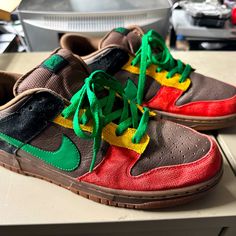 Rasta Colors Vintage Nike Dunk Low Sb 6.0 Very Rare! Excellent Condition For Their Age. Mens Size 12 Nike Custom Sneakers For Skateboarding With Rubber Sole, Nike Urban Custom Sneakers With Gum Sole, Nike Multicolor Custom Sneakers For Streetwear, Nike Multicolor Skate Shoes For Streetwear, Nike Multicolor Sneakers For Skateboarding, Multicolor Nike Sneakers For Skateboarding, Multicolor Skate Shoes With Rubber Sole For Streetwear, Multicolor Rubber-sole Skate Shoes For Streetwear, Multicolor Boost Midsole Skate Shoes For Streetwear