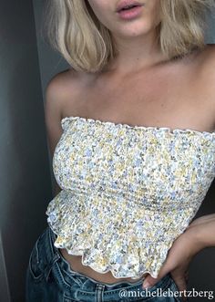 Amalia Top - Ivory/Yellow Smocked Tube Top, Chill Fits, Tube Tops, Tube Top, Off Shoulder Blouse, Smocking, Strapless Top, Outfit Inspirations, Yellow