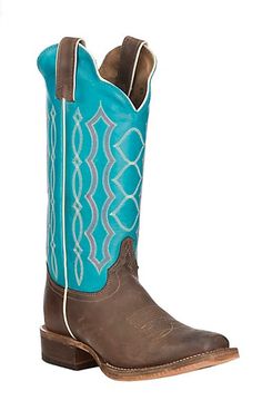 Justin Bent Rail Women's Katia Chocolate w/ Aqua Punchy Toe Western Boots | Cavender's Women's Cowboy Boots, Cowgirl Boots Outfit, Horse Boots