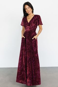 Formal Maxi Dress With Sleeves Lulus, Baltic Born Bridesmaid Dress Mulberry, Boho Velvet Dress, Dusty Rose Floral Bridesmaid Dress, Mother Of The Bride Dresses Western, Velvet Mother Of The Bride Dress, Rust Mother Of The Bride Dress, Mother Of The Bride Fall Dresses, February Wedding Guest Dress