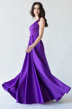 Taffeta Dress For Gala During Prom Season, Taffeta Gown For Gala During Prom Season, Taffeta Ball Gown For Gala During Prom Season, Full-length Gown With Pleated Bodice For Party, Full Length Gown With Pleated Bodice For Party, Satin Finish Maxi Evening Dress For Gala, Formal Satin A-line Ball Gown, Purple A-line Evening Dress For Bridesmaids, Satin Finish Maxi Length Party Gown