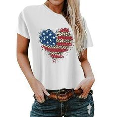 Welcome to our store  Features:  1.It is made of high quality materials,durable enought for your daily wearing  2.Stylish and fashion design make you more attractive  3.independence day tops for women casual patriotic american flag graphic tshirts  4.These womens t-shirts are perfect for the 4th of July and are a must-have 4th of July item, I am sure you will like it !!! Product information:  Season: Summer  Gender: Women/Junior/Teen  Material:Cotton Blend  Neck Style:Crew Neck  Sleeve Style:Sho Plus Size Summer Tops, Tops For Women Casual, Belly Shirts, Workout Tops For Women, Pleated Tops, Tunic Tops Casual, Womens Tops Summer, Graphic Tee Shirts, Trendy Tops