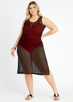 Everyone wants to feel sexy on the beach or at the pool for a fun day out. This plus size swim cover up by Kaktus covers up but in style with your swimsuit still taking center stage. Sleeveless Stretch Cover-up For Beachwear, Summer Mesh Beach Cover-up Dress, Plus Size Swim Coverups, Summer Mesh Beachwear Cover-up, Sheer Mesh Beachwear Cover-up, Black Sheer Swimwear Beach Cover-up, Trendy Plus Size Dresses, Plus Size Swim, Plus Size Designers