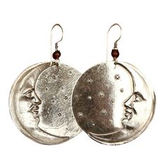 There are quite a few moonface earrings in Laurel's line - this one has the distinction of being the first. Brass with sterling silver plate, about 2" (2 1/2 fingers) tall. The revival earrings here are vintage stock from the 1970's - they were designed by the late artist Laurel Burch and crafted by hand. Moon Face Earrings, 1970s Jewelry, 2 Fingers, Historical Design, Laurel Burch, French Wire, Earring Sale, Brass Jewelry, Hand Made Jewelry