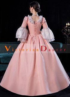 Pink Rococo Victorian Lolita Marie Antoinette Dress Gown   Condition: Brand New  Color: amp;nbsp; Pink  Material: This Rococo Marie Antoinette Dress is made of amp;nbsp; High Quality Thick satin, soft and comfortable to wear  Sleeve Length: Full Sleeve  Dresses Length:Floor-Length  Neckline: Square Collar  Decoration: Ruffles + Lace + Bow  Style: This dress is perfect for civil war,victorian,medieval,regency,renaissance, wedding, cosplay, themed party, photograph, stage performance, etc  Package Marie Antoinette Style Fitted Dress For Costume Party, Pink Fitted Gown For Costume Party, Fitted Pink Gown For Costume Party, Rococo Style Formal Fitted Dress, Fitted Marie Antoinette Dress With Ruffles, Marie Antoinette Style Fitted Dress With Ruffles, Fitted Rococo Style Formal Dress, Regency Style Fitted Costume Dress, Fitted Regency Style Costume Dress