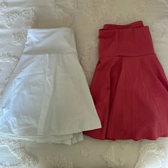 Both Never Worn Can Buy Both Or Just One The Pink Is Prettier In Person Never Worn Condition White Mini Skirt With Built-in Shorts, White Tennis Skirt With Built-in Shorts, White Stretch Lined Skort, White Stretch Skort With Lined Skirt, White Lined Skort For Athleisure, White Short Tennis Skirt For Sports, White Lined Skirt Shorts For Tennis, White Sports Skirt For Summer, Fitted White Tennis Skirt For Cheerleading