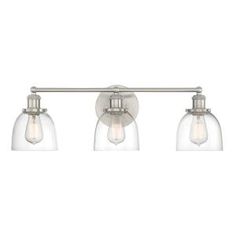 three light bathroom fixture with clear glass shades