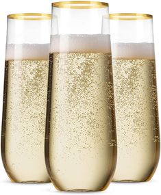 PRICES MAY VARY. Add elegant to your party with the Munfix Stemless Gold Rim Plastic Champagne Glass Flute Ideal for catered events, parties, bars, nightclubs or any other event Perfect for Mimosas, Bloody Mary's, Wine Glasses, Sodas, Cocktail Cups, Parfaits, Sundaes and Other Desserts 9oz Shatterproof Wedding champagne flutes Made of durable premium hard recyclable plastic, BPA-Free, Not dishwasher safe! Bulk Pack of 12 disposable champagne flutes plastic stemware saves you time and energy Add Elegant to your party with the MUNFIX GOLD RIM PLASTIC STEMLESS CHAMPAGNE GLASSES  The MUNFIX gold rim fancy toast champagne flute is perfect for catered events, parties, bars, nightclubs or any other event where you require an economical alternative to permanent glassware. This disposable cocktail Disposable Champagne Flutes, Disposable Wine Glasses, Plastic Champagne Glasses, Gold Champagne Flutes, Plastic Champagne Flutes, Stemless Champagne Flutes, Plastic Wine Glasses, Cocktail Cup, Toasting Glasses