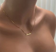 "Personalized gift-mom gift-Blackfriday gift-Christmas gift-name necklace-custom name necklace-gold name necklace - silver name necklace-rose gold name necklace *Made to order *Same Day Shipping *material:925 silver *chain type: box *chain length:14\"-16\"-18\"-20\" *finish color:silver-gold-rose gold This necklace is for you .Type the name you want to explain.If you have a different question,you can ask any time from the messages section. -About Us- DreamNecklaceArt Produces this necklace speci Name Necklaces Gold, Personalized Name Necklace Gold, Aesthetic Name Necklace, Gold Necklaces With Name, Small Name Necklace, Custom Gold Necklace, Necklace With Name Gold, Dainty Name Necklace, Custom Name Necklace Gold