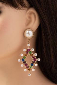 Description Unique and stunning, the Louella rhinestone and pearl drop earrings are the fashion statement of your wardrobe. The Louella comes in a multitude of colors so it will be sure to match the dress you've been wanting to wear. Perfect for special occasions like cocktail parties, weddings, or any other formal events. Size • Length: 3.5 in (8.89 cm)• Width: 1.69 in (4.29 cm) Quality Crafted from high quality rhinestone and metal alloy, the Louella is a sturdy and comfortable pair of earring White Pearl Earrings With Rhinestones For Party, Dangle Pearl Earrings For Party, White Pearl Earrings For Party, Pearl Drop Earrings For Party, Glamorous Pearl Earrings For Party, Elegant Multicolor Dangle Crystal Earrings, Elegant Multicolor Earrings For Evening, Party Jeweled Earrings, Glamorous Pearl Drop Earrings For Party