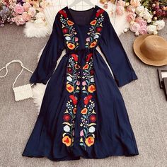 Name:Bohemian ethnic style, holiday dress, vintage, heavy embroidery, V-neck dressMaterial:blendedColor:white,lavender,yellow,navy blue,redStyle:Bohemian ethnic styleFeatures: vintage, heavy embroiderySize(cm):free 1inch=2.54cmbust:96,length:106,shoulder:42,sleeve:55&ltp&gtNote:Due to different measurement methods,there will be 1-3 error(unite:cm), please understand.</p>&ltbr/>&ltp&gtPlease check the size carefully when you choose items,thank you.</p>&ltbr/ Spring Boho Dress With Boho Print, Multicolor Folk Style Boho Dress For Spring, Multicolor Folk Boho Dress For Spring, Spring Folk Style Boho Dress With Boho Print, Bohemian Maxi Dress With Floral Embroidery For Spring, Bohemian Floral Embroidered Maxi Dress For Spring, Spring Boho Dress With Folk Style, Bohemian Maxi Boho Dress With Floral Embroidery, Multicolor Boho Dress For Spring