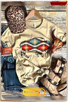 Bestdealfriday Light Brown Shift Short Sleeve Round Neck Abstract-shirts Tops 9124404 Abstract Shirts, Botas Outfit, Cactus Rose, Cowgirl Style Outfits, Abstract Shirt, Southern Outfits, Western Wear Outfits, Cute Country Outfits, Western Style Outfits