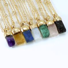 Raw Crystal Necklace, Raw Stone Necklace, luxury Necklace, Gemstone Necklace, Birthstone Necklace, Gold Gemstone Necklace, Raw Stone Jewelry. A luxury piece of Semi-precious gemstone with gold On top, perfect for layering, with the statement of its own... ♣ Gemstone: Hand hammered gemstones- Amethyst, Citrine, Lapis, R. Moonstone, Emerald, Rose Quartz, Garnet. ♣ Pendant size: 2.2 cm. ♣ Length: please choose in the drop-down menu. ♣ Metal: Gold plated ( 18k) OR Silver plated - Thick layer of 1 mi Quartz Pendant Necklaces With Raw Stone, Quartz Pendant Necklace With Raw Stone, Quartz Raw Stone Pendant Necklace, Elegant Necklace With Raw Stone And Mineral Crystal, Elegant Quartz Jewelry With Gemstone Beads, Luxury Necklace With Rectangular Gemstone, Elegant Gold Crystals For Gift, Spiritual Crystal Necklaces With Gemstone Beads, Spiritual Crystal Necklace With Gemstone Beads