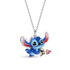 Featuring a beloved cartoon character, this necklace can be an eye-catching addition to most outfits. Crafted in sterling silver with red enamel ears, the adorable extraterrestrial holds a heart-shaped arrow. Be love-struck by extraterrestrial with this adorable necklace.Carat Weight: 0.145 ctStone Size: 3*3 mmStone Type: Jeulia® StoneNumber of Stones: 1 Stone Color: FuchsiaStone Shape: HeartWeight: 4 gWidth: 22.4 mmHeight: 18.5 mmThickness: 8.2 mmMaterial: 925 SilverPlating Color: Silver, Yello Disney Sterling Silver Jewelry In Silver, Silver Disney Charms Jewelry, Disney Silver Charms Jewelry, Disney Silver Jewelry With Charms, Disney Style Silver Jewelry With Charms, Silver Disney Jewelry For Valentine's Day, Disney Silver Jewelry For Valentine's Day, Disney Style Silver Jewelry For Valentine's Day, Cute Enamel Necklaces For Gifts