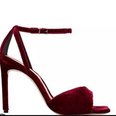 Schutz Whitley Velvet Burgundy Sandal 9.5 Velvet Elegant Burgundy Sandals For Party, Burgundy Round Toe Sandals For Party, Burgundy Sandals With Round Toe For Evening, Burgundy Open Toe Sandals For Evening, Burgundy Ankle Strap Heels For Summer, Burgundy Open Toe Formal Sandals, Burgundy Open Toe Sandals For Formal Occasions, Summer Burgundy Ankle Strap Heels, Formal Burgundy Open Toe Sandals