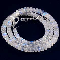 "AAA+ 100% Natural Blue Fire Moonstone Bead Necklace, Rainbow Moonstone Bead 3 To 8 MM Necklace 16 Inch Gemstone, Gift For Her, Gemstone Type : Natural ( Untreated& Unheated) Item Code : 01 Origin-: Rainbow Moonstone Grade-: AA to AAA Stone shape-: Rondelle beads Stone color-: Blue & White Metal-: Length-: 16 Inch Quantity-: 1 Strand Approx Weight : 120 Carat Size-: 3 MM to 8 MM 100% Genuine & Natural If you want More Quantity in Any Necklace then you can get it in our company. ABOUT Blue Sapphire Bracelet, Jewelry Sets Handmade, Faceted Bead Necklace, Blue Sapphire Necklace, Rainbow Gemstones, Rainbow Necklace, Moonstone Beads, Opal Bracelet, Moonstone Necklace