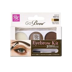 RK by KISS Go Brow Eyebrow Kit Contains everything you need for shaping and defining meticulously perfect brows Use the stencils to expertly shape, the wax to tame hairs and the brow powder to color and define. Size: 1 Count Pack of 1.  Color: Brown. Eyebrow Kit, Sparse Brows, Brown Eyebrows, Beautiful Eyebrows, Brow Kit, Gel Powder, Waxed Eyebrows, Eyebrow Kits, Brow Wax