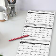 This 3-month view wall calendar is 11 inches wide and opens to over 25 inches with three open panels. The daily blocks of this minimalist wall calendar are about 2″ x 1.5″ with 5 rows to write in. Utilize the separate space for notes and to-do lists and be more organized and at peace with your schedule. Enjoy its move-a-page feature where you can arrange the panels in your own way- prior month, future month or current month, and next two months, etc. Runs from July 2023-December 2024. Diy Calendar Wall, Weekly Wall Calendar