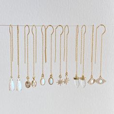 Gold Threader Earrings Dangle & Drop Earrings Chain | Etsy Delicate 14k Gold Filled Threader Earrings, Gold Plated Drop Threader Earrings As Gift, Yellow Gold Dangle Threader Earrings Gift, Delicate 14k Gold-filled Threader Earrings, Everyday Gold Plated Threader Earrings, White Dainty Drop Threader Earrings, Gold Hypoallergenic Dangle Threader Earrings, Gold 14k Threader Earrings For Everyday, 14k Gold Drop Threader Earrings For Gift