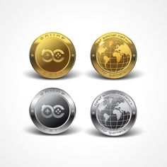 three different types of coins with the world on one side and an earth on the other