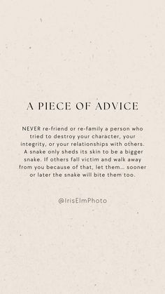 a piece of advice written in black and white