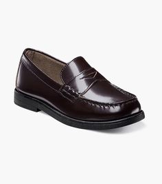 Croquet Jr. Boys Moc Toe Penny Loafer Boy’s Dress Shoes | Florsheim.com Penny Loafer, Penny Loafers, Stylish Design, Big Kids, Smooth Leather, Penny, Dress Shoes, Leather Upper, Loafers