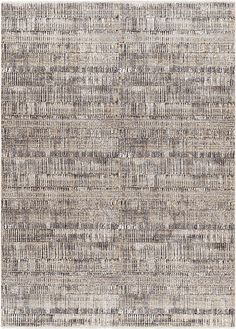 an area rug with different colors and patterns on the floor, including grays and browns