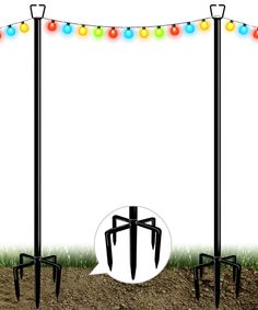 PRICES MAY VARY. ADJUSTABLE DESIGN: The backyard string lighting pole is designed with 7 heavy duty screw-in steel pipes, that can be freely adjusted in height according to individual needs. The 5-prong foot allows the outdoor poles for string lights to be securely inserted into the soil, preventing it from bending, breaking or shaking in the wind. GOOD MATERIALS: The outdoor light poles are made of corrosion-resistant durable metal and produced of black paint with powder-coated finish, which is Backyard Patio Lighting, String Light Poles, Backyard String Lights, Lights For Garden, Backyard Kids Play Area, Dream Patio, Outdoor String Lights, Patio String Lights, Light Pole