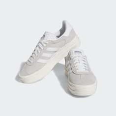 Adidas Gazelle White, Gazelle Bold Shoes, Adidas Gazelle Bold, Gazelle Bold, Bold Shoes, Adidas Originals Gazelle, White Core, Adidas Originals Women, White Shoes Women