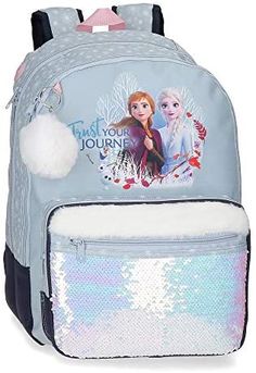 frozen princess backpack with sequins and pom - poms on the front