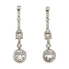 Art Deco French Made Diamond Dangling Platinum Earrings | From a unique collection of vintage Dangle Earrings at https://www.1stdibs.com/jewelry/earrings/dangle-earrings/. Scream Art, Platinum Earrings, Creation Crafts, 100 Years Ago, Luz Natural, Art Deco Diamond, Art Deco Jewelry, Earrings Dangle, Earring Backs