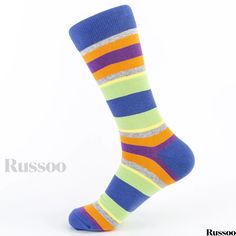 Russoo - Mens Cotton Crew Socks: Fashionable Anti-skid, Sweat-Absorbing, Anti-Friction Sports Socks for Comfort and Breathability - 1 Pair Sporty Multicolor Socks For Winter, Sporty Multicolor Winter Socks, Sports Socks, Sport Socks, Cotton Socks, Crew Socks, Socks, Stripes, Sports