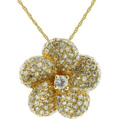 Royal 14K Yellow Gold Diamond Flower Pendant - 0.45 Carat Total Diamond Weight Diamond Flower Pendant, Dramatic Look, Diamond Flower, Royal Jewelry, Flower Pendant, Floral Motif, Timeless Beauty, Diamond Shapes, Round Diamonds