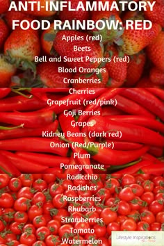 Red Veggies, Rainbow Eating, Inflammatory Foods List, Red Foods, Food Rainbow