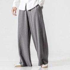 Fabric:Linen Cotton Blend; Gender:Men's; Style:Classic,Stylish,Fashion,Streetwear; Occasion:Holiday,Casual,Yoga; Fit Type:Loose Fit; Function:Breathable,Comfort; Waistline:Mid Waist; Pattern:Plain; Design:Wide Leg,Flowy; Pants Type:Trousers,Beach Pants,Linen Pants,Summer Pants; Front page:FF; Hips:null; Length:; Waist:; Fit US Size:null; Fit UK Size:; Fit EU Size:; Pants Length:Full Length Casual Wide Leg Pants For Beach, Casual Full Length Wide Leg Pants For Summer, Casual Wide Leg Gray Yoga Pants, Casual Gray Wide Leg Yoga Pants, Non-stretch Straight Leg Harem Pants For Vacation, Casual Full-length Beach Pants, Wide-leg Vacation Pants, Casual Full-length Dress Pants For Spring, Casual Spring Dress Pants