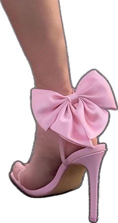 Pink Open Heel Heels With Bow, Pink Pointed Toe Sandals With Bow, Pink Open Toe Heels With Bow, Pink High Heel Sandals With Bow, Pink Bow High Heels For Summer, Summer High Heels With Pink Bow, Pink Synthetic Sandals With Bow, High Heels With Pink Bow For Formal Occasions, Pink Bow Sandals With Synthetic Material