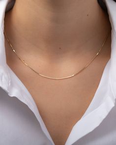 14k gold large box chain | Zoe Lev Minimalist Chain Necklace, Every Day Gold Necklace, Gold Box Chain Necklace, Minimal Chain Necklace, Simple Chain Design, Gold Snake Chain Necklace, Minimalistic Gold Jewelry, Simple Neck Chains Gold, Snake Necklace Gold