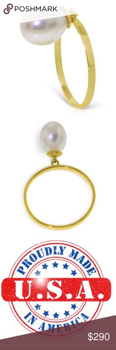 14K. SOLID GOLD RING WITH DANGLING NATURAL PEARL Item: 2635  Description 14K. SOLID GOLD RING WITH DANGLING NATURAL PEARL (Yellow Gold)   Original Ring size 6.50 (More sizes upon request)   Set in 14K Solid Gold this ring features a dangling Natural Pearl.  Item Information Metal: 14K. Solid Gold Metal Weight: 1.70 gr. Gemstones 1 Pear shape, 10X8 mm, Pearl = 4.00 ct Measurements Height: 0.8 in ( 20.3 mm) Width: 0.05 in ( 1.3 mm) Galaxy Gold Products Jewelry Rings High Luster Oval Ring In 14k Gold, High Luster 14k Gold Oval Rings, High Luster Oval Yellow Gold Rings, High Luster Yellow Gold Oval Rings, Fine Jewelry Yellow Gold Pearl Ring With High Luster, Heirloom Pearl Ring In Yellow Gold With High Luster, Yellow Gold Pearl Ring With High Luster, Oval Yellow Gold Jewelry With High Luster, Oval Yellow Gold High Luster Jewelry