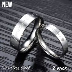 Silver 2 Ring Set *Forever Love* Print Stainless Steel Band Rings New! (Any Flaws Shown In Photos) -Boxes Included Perfect Gift For Any Occasion Wedding Anniversary Engagement Birthday Christmas Or Any Day Perfect Gift Embrace Timeless Elegance With The Silver 2 Ring Set *Forever Love* Printed On Stainless Steel Band Rings. Crafted From High-Quality Stainless Steel, These Rings Feature A Sleek, Silver-Tone Finish That Exudes Sophistication. The Engraved "Forever Love" Message Symbolizes Eternal His And Her Wedding Bands, Matching Couple Rings, Rings For Couples, Heart Couple, Fancy Accessories, Queen Rings, Couples Ring, Promise Rings For Guys, Promise Ring Set