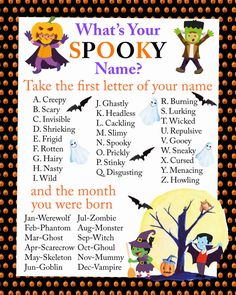 what's your spooky name? printable halloween activity for kids and adults