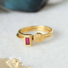 "Know someone with an July birthday ~ this is the perfect gift! Stackable birthstone rings are the IT accessory. Wear by itself or pair with with an initial ring! This listing is for one 24K gold vermeil stackable birthstone ring with a Swarovski crystal (please see color chart for color selection). Round, square, or rectangle stone settings are available. Want more rings or a different month? Build Your Own Gold Stackable Ring listing: https://www.etsy.com/listing/250020772 Also, available in S Mothers Ring Stackable, Ring For Mom, Custom Birthstone Ring, Christmas Jewelry Gift, Stackable Birthstone Rings, Rings Dainty, Birthstone Stacking Rings, July Birthstone Ring, Multiple Rings