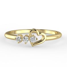 This 14k solid gold heart diamond ring is a delicate piece of jewelry for your everyday wearing. This will be a perfect gift for any occasion. This ring can be worn individually or with two or more stackable to create a unique look. Ring Features : - Custom Gold Color: Available Rose Gold, Yellow Gold, White Gold, in 14k - Shank Width:1.50mm - Diamond Shape: Round - Number of Stones: 3 stones of Mined Diamond (100% Real Diamonds ) - Diamond size: 1.7 mm - Total CTW: 0.06ctw -Setting Type: Prong Heart Shape Rings Gold, Rose Gold Promise Rings, Single Diamond Promise Ring For Valentine's Day, Minimalist Diamond Heart Ring For Anniversary, Minimalist Diamond Ring For Anniversary On Valentine's Day, Valentine's Day Yellow Gold Solitaire Diamond Ring, Valentine's Day Single Diamond Promise Ring, 14k Gold Heart Ring With Single Diamond For Promise, Heart Ring With Single Diamond For Promise