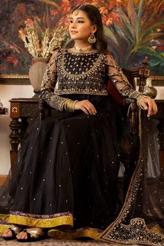 Kala Sha Kala A (Ready To Wear - Three Piece)– Zaaviay Heavy Dupatta, Formal Women, Printed Lehenga, Net Lehenga, Women Formals, Indian Wedding Decorations, Formal Suits, Formal Dresses For Women, Pakistani Outfits