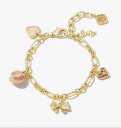 #ad Premium Quality NEW Loveshackfancy Kendra Scott Gold Charm Bracelet, Fashion Jewelry Kendra Scott Charm Bracelet, Love Shack Fancy Kendra Scott, Love Shack Fancy X Kendra Scott, Cute Charm Bracelets, Kendra Scott Bracelet, Preppy Jewelry, Xmas Wishes, 26th Birthday, Birthday Bracelet