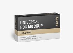 the universal box mockup is shown on a white background